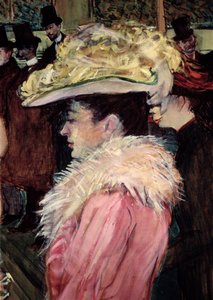 Der Tanz des Moulin Rouge: Detail einer eleganten Frau in Pink, 1889-90 (Detail)